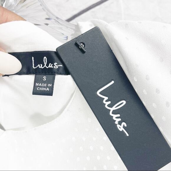 Lulu’s Cabaret Queen White Polka Dot Embossed Satin Backless Midi Dress Sz Small - Picture 3 of 6